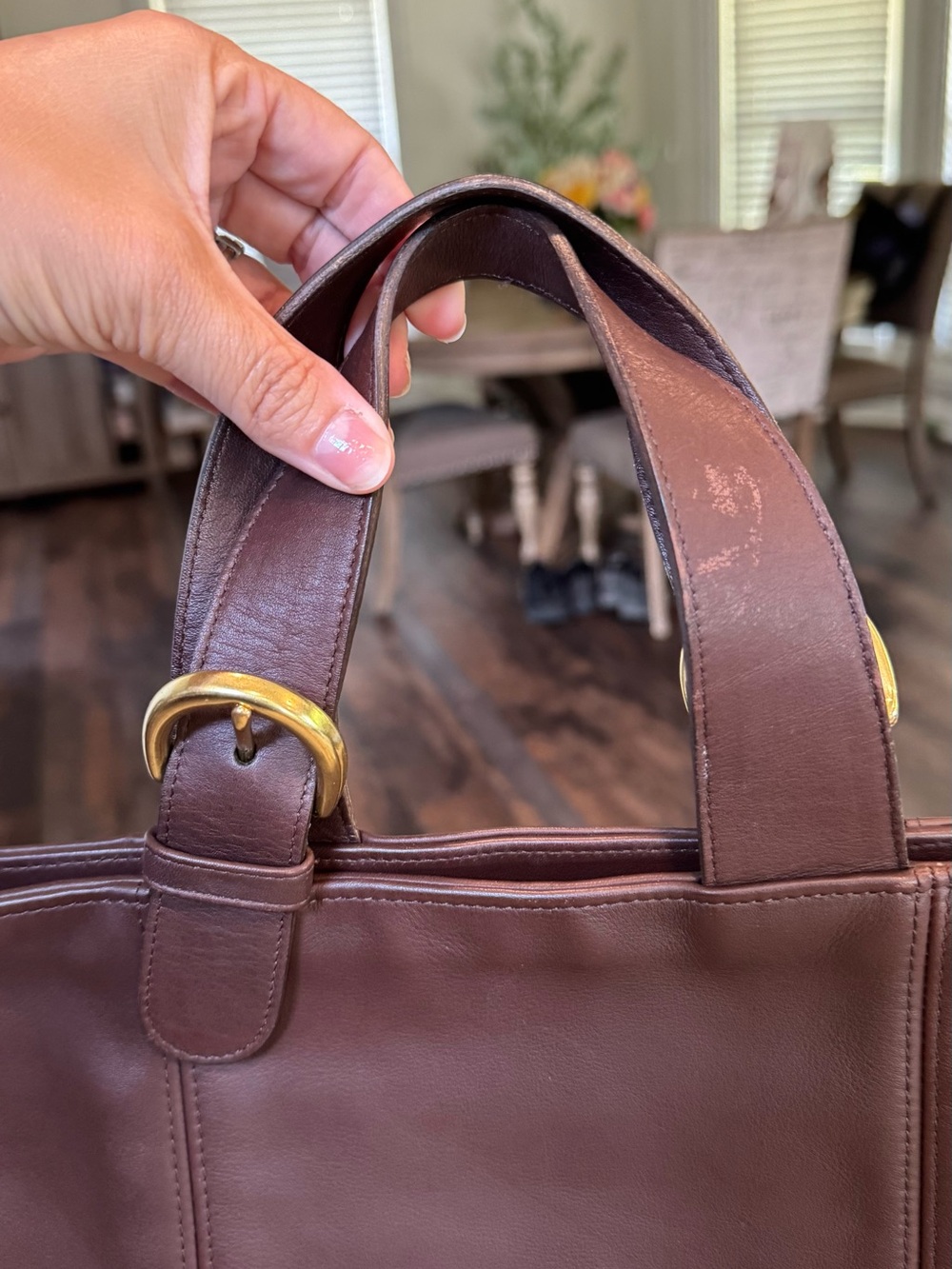 Coach Vintage 90’s Waverly Dark Brown Leather Tote Bag with Brass hardware - Picture 2 of 12